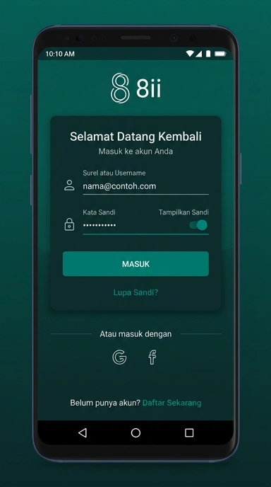 Tampilan halaman login 8ii