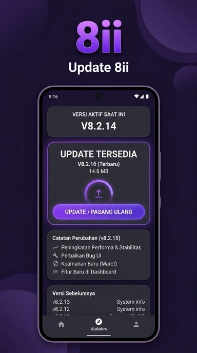 Tampilan riwayat versi 8ii
