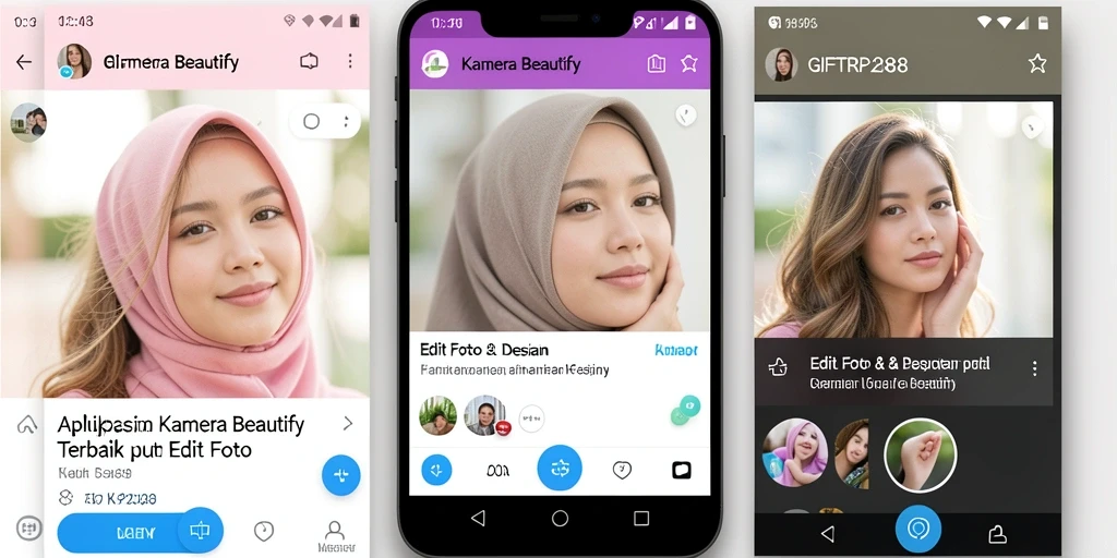 Antarmuka GIFTRP288 dengan fitur Kamera Beautify yang menarik.