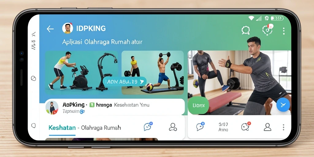 Antarmuka aplikasi IDPKING yang mendukung latihan olahraga rumah.