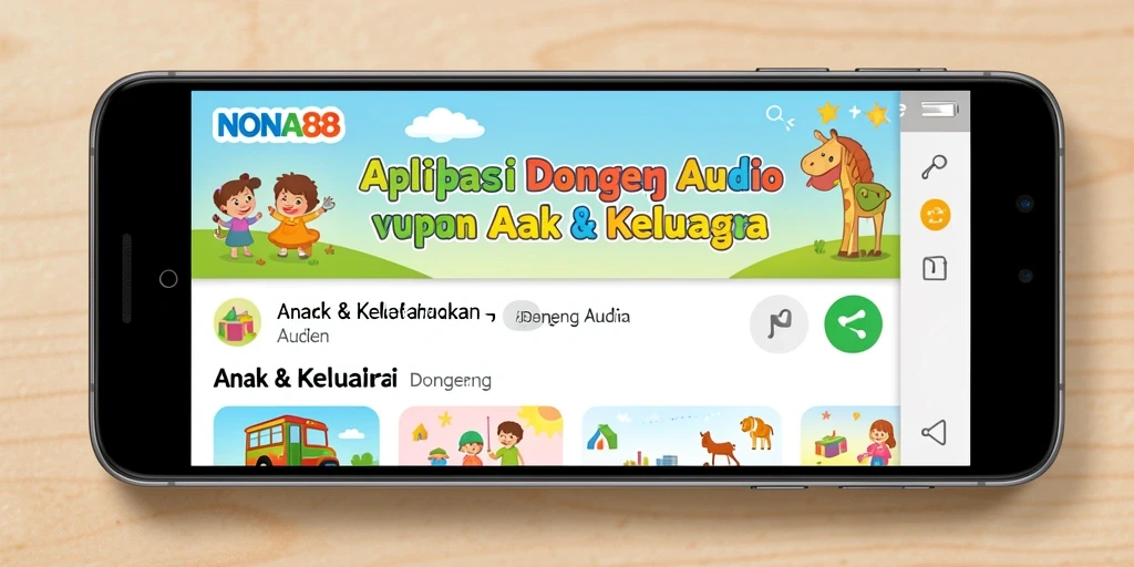 Tampilan antarmuka aplikasi Dongeng Audio NONA88 yang menarik.