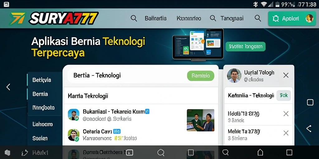 Antarmuka intuitif SURYA777 yang menampilkan berita teknologi.